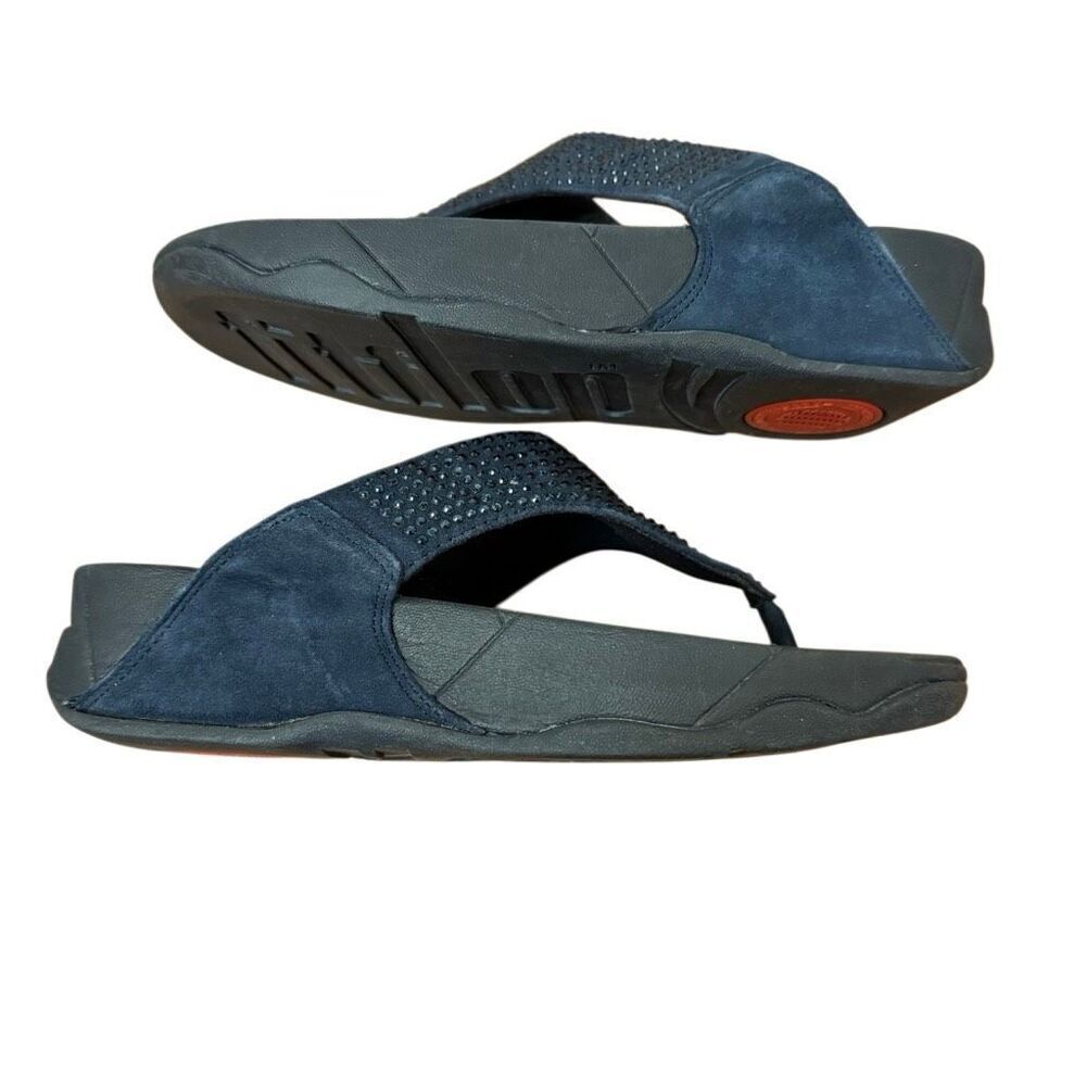 FitFlop Lulu Embellished Thong Sandals Navy Blue Women’s Size 5 - Picture 5 of 7